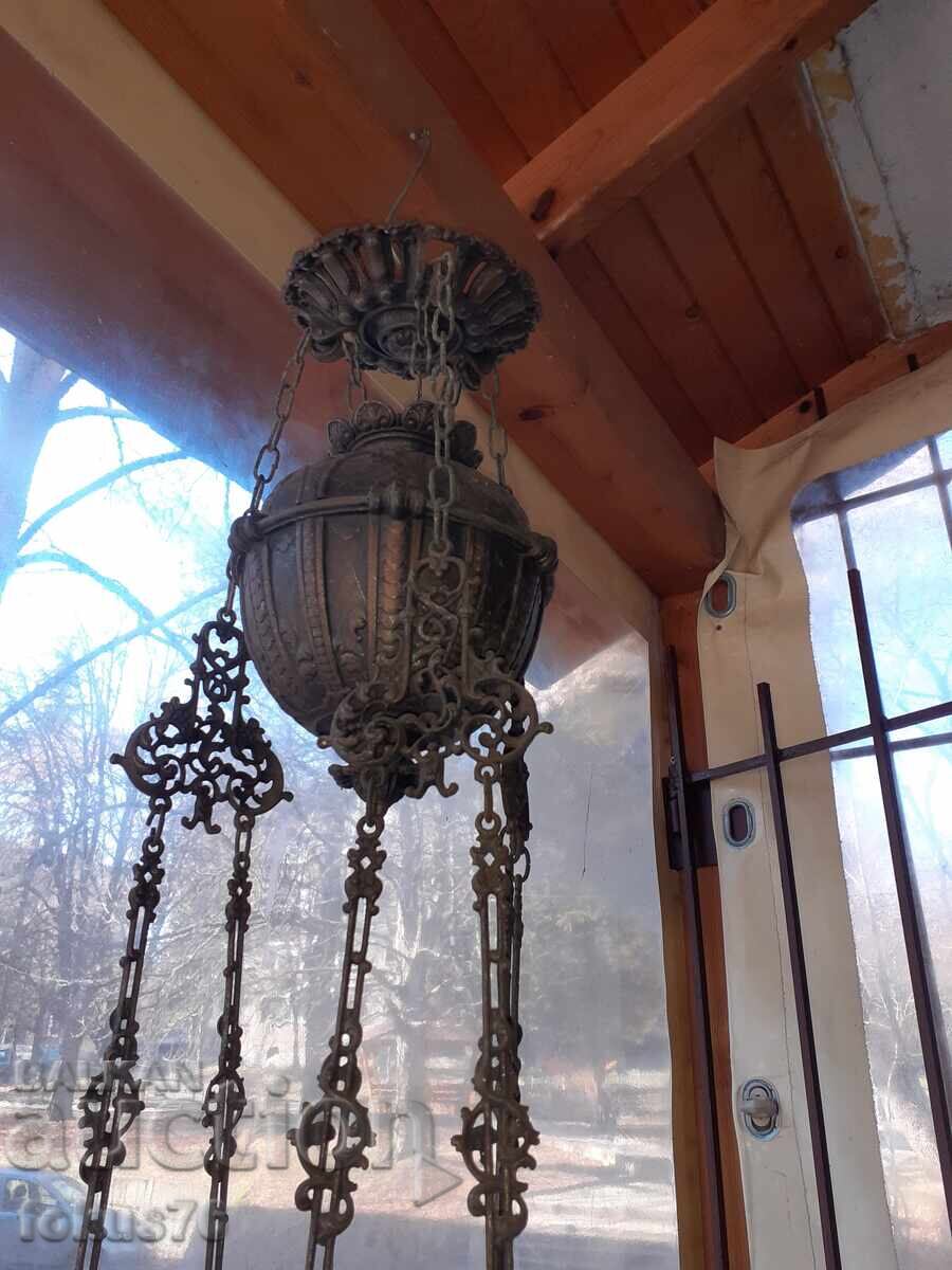 Auction  Great cast iron chandelier lampshade gas