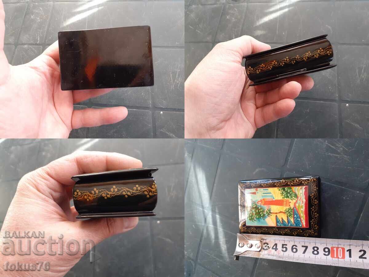Old Russian lacquer box hand-painted Fedoskino Palex - 7 Old Russian lacquer box hand-painted Fedoskino Palex - 7