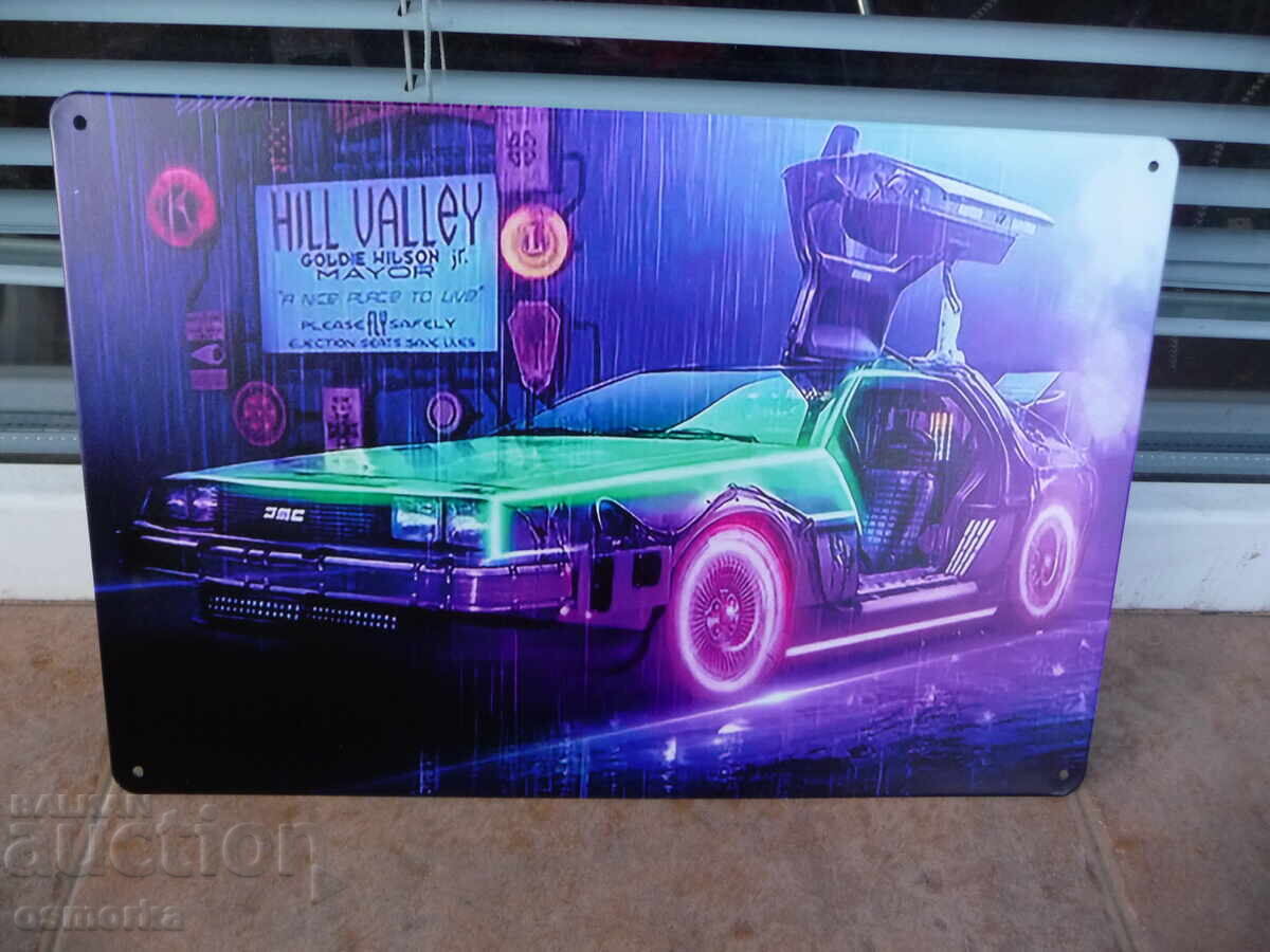 Metal sign car Back to the Future tuning neon extras