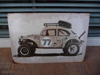 Metal sign car VW turtle beetle 4x4 sports off-road