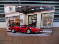 Metal sign car Ferrari shopping street shop luxury shop