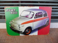 Metal plate car FIAT 500 Fiat mini small car retro