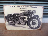 Metal plate motorbike B.S.A. M21 old motorcycle classic class