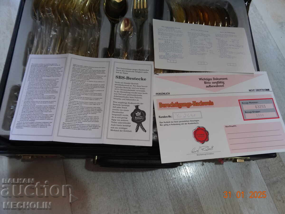Auction solingen SBS BESTECKE cutlery 23 K GOLD PLATED Auction solingen SBS BESTECKE cutlery 23 K GOLD PLATED
