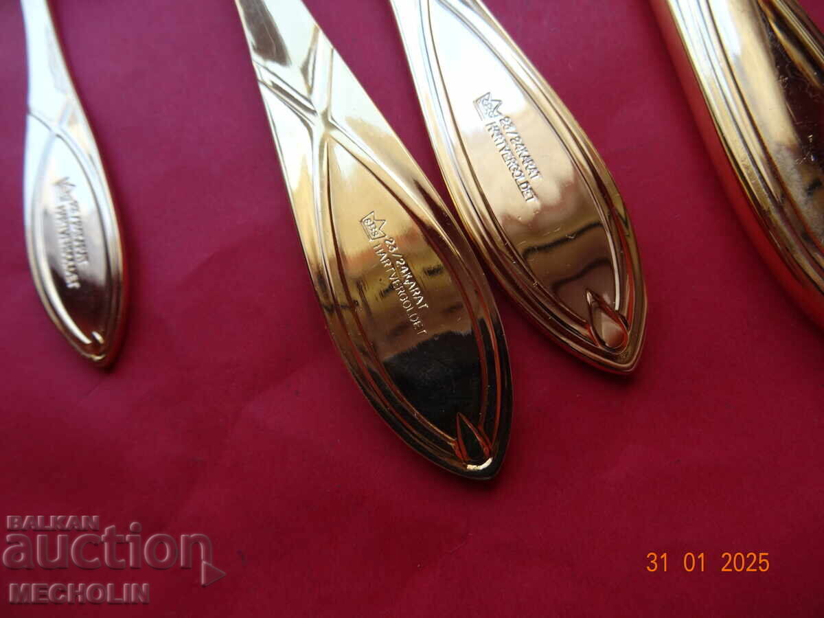 Delivery of solingen SBS BESTECKE cutlery 23 K GOLD PLATED Delivery of solingen SBS BESTECKE cutlery 23 K GOLD PLATED