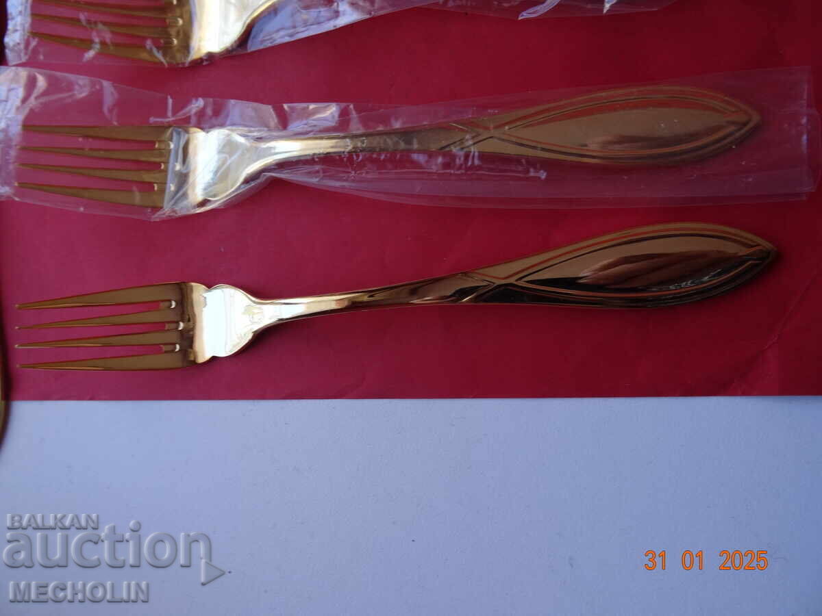 Auction  solingen SBS BESTECKE cutlery 23 K GOLD PLATED