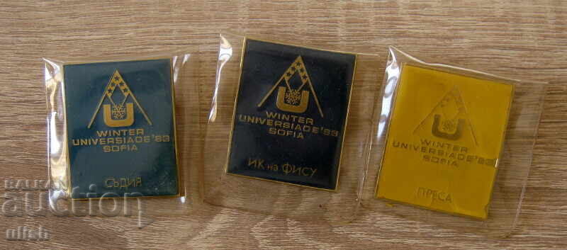 Аукцион България зимна универсиада София ФИСУ 1983 сет 5 баджа Аукцион България зимна универсиада София ФИСУ 1983 сет 5 баджа