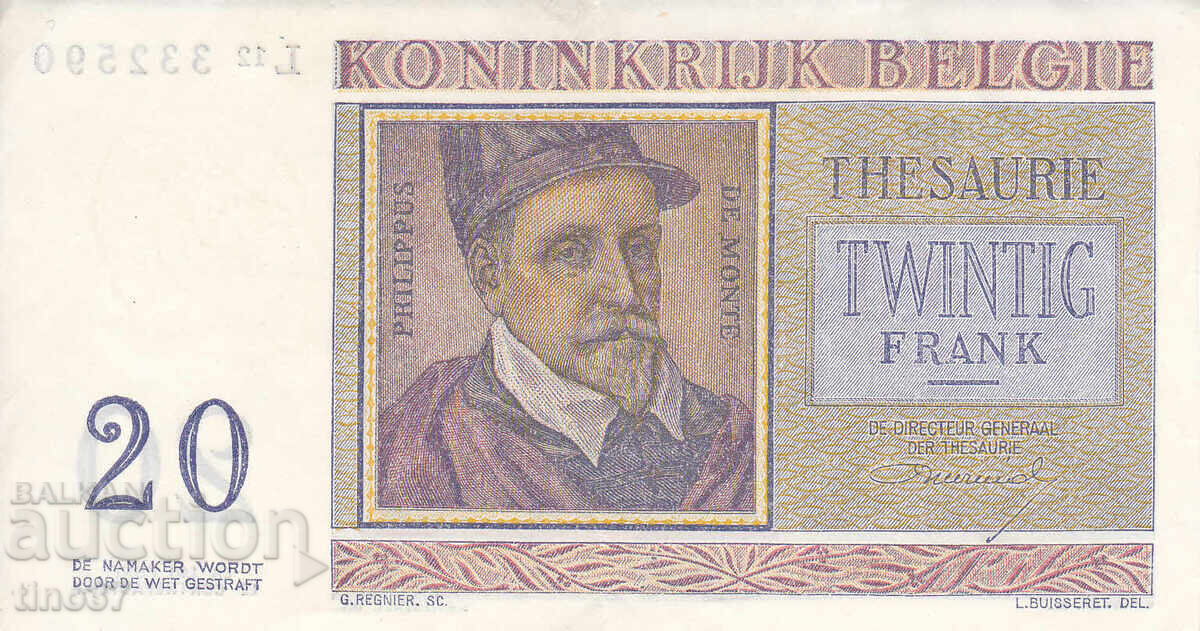 tino37- BELGIUM - 20 FRANC - 1956 - XF with price 9.80 BGN | € 5.01 tino37- BELGIUM - 20 FRANC - 1956 - XF with price 9.80 BGN | € 5.01