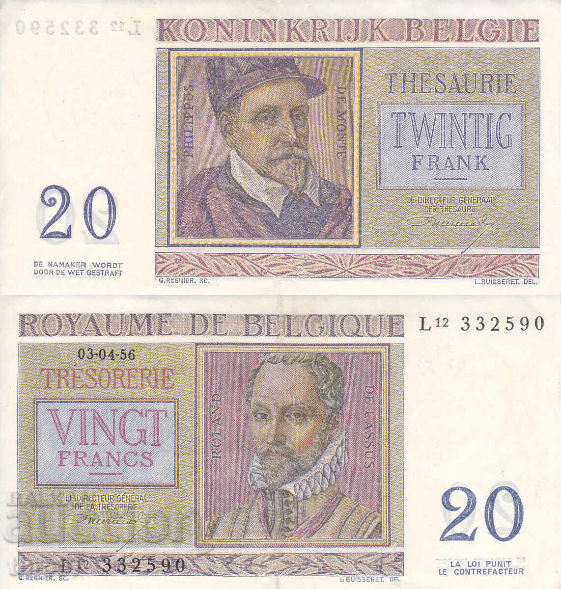 tino37- BELGIUM - 20 FRANC - 1956 - XF tino37- BELGIUM - 20 FRANC - 1956 - XF