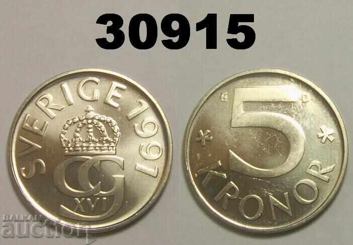 Sweden 5 kroner 1991 D Sweden 5 kroner 1991 D
