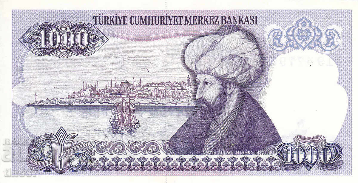 Auction  tino37- TURKEY - 1000 LIRA - 1970/86 - UNC