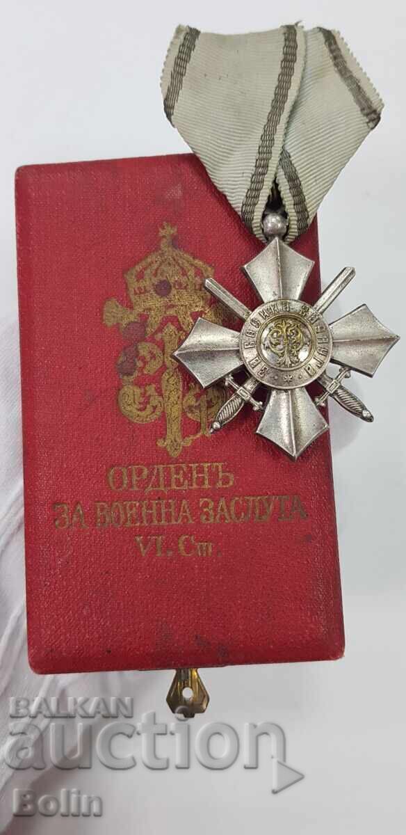 Рядък царски орден За Военна Заслуга 6 ст. кутия Фердинанд I
