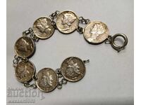 ANTIQUE BRACELET MADE OF AMERICAN SILVER COINS - "LADIES"