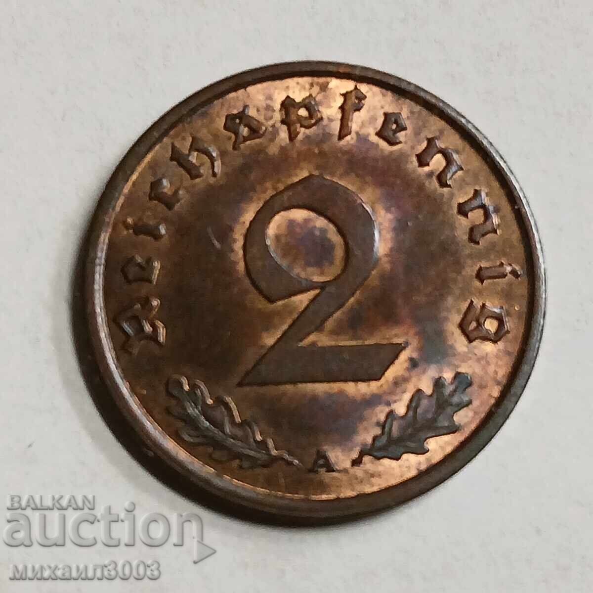 COPPER COIN GERMANY 2 FENNINGS 1937 YEAR with price 20.00 BGN | € 10.23 COPPER COIN GERMANY 2 FENNINGS 1937 YEAR with price 20.00 BGN | € 10.23