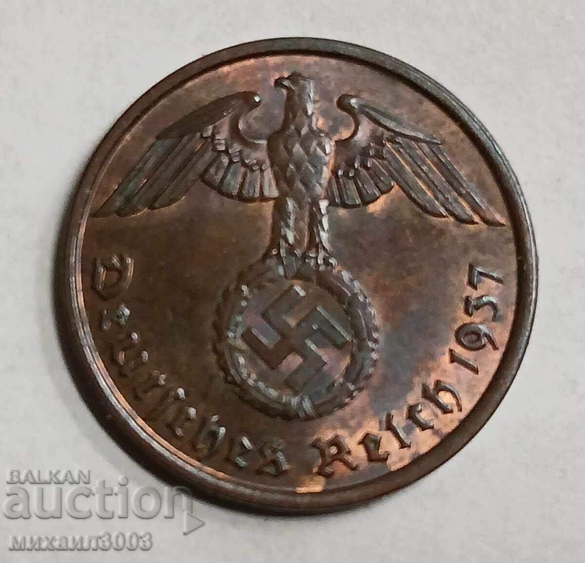 COPPER COIN GERMANY 2 FENNINGS 1937 YEAR COPPER COIN GERMANY 2 FENNINGS 1937 YEAR