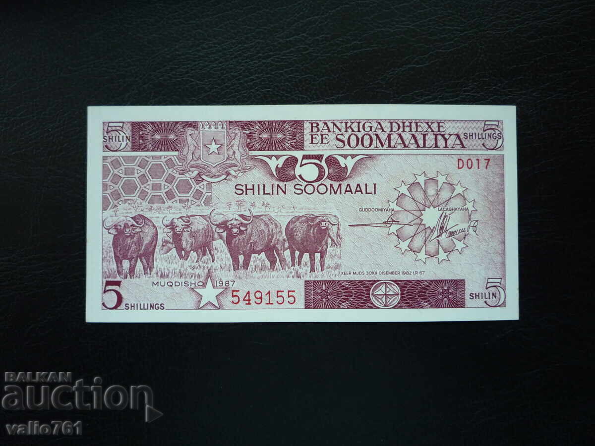 SOMALIA 5 SHILLINGS 1987 NEW UNC