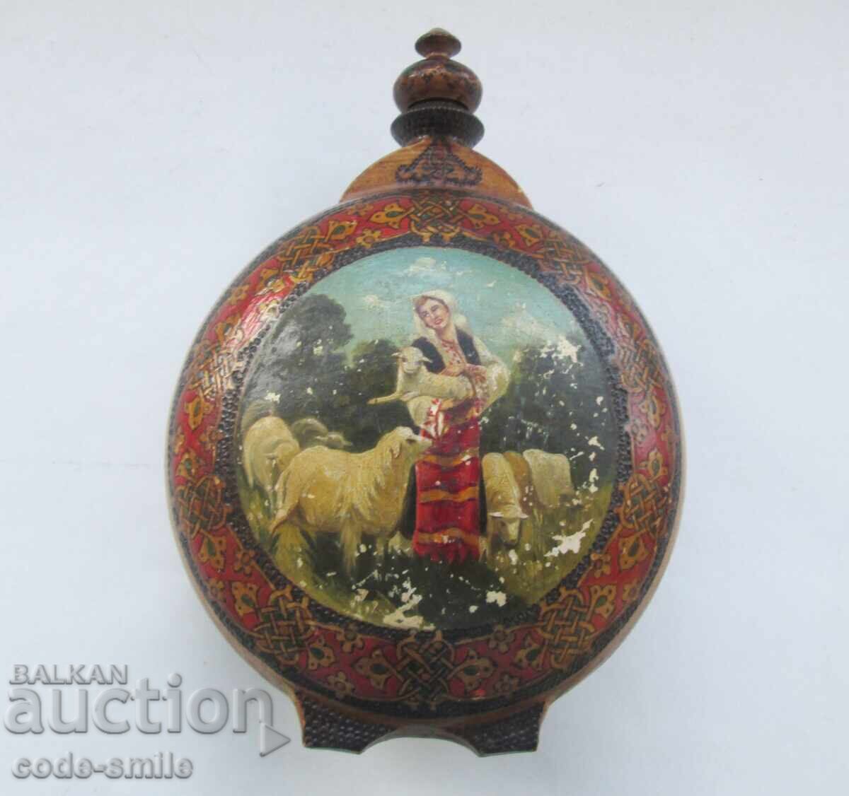 Auction Old author's wooden box with oil paintings Auction Old author's wooden box with oil paintings