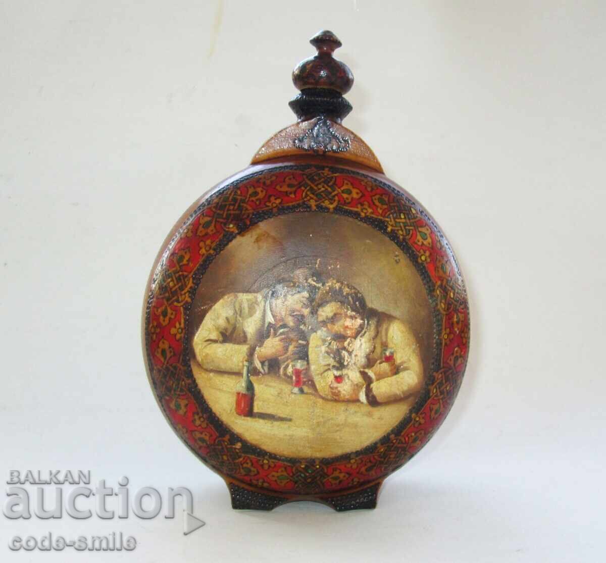 Old author's wooden box with oil paintings Old author's wooden box with oil paintings