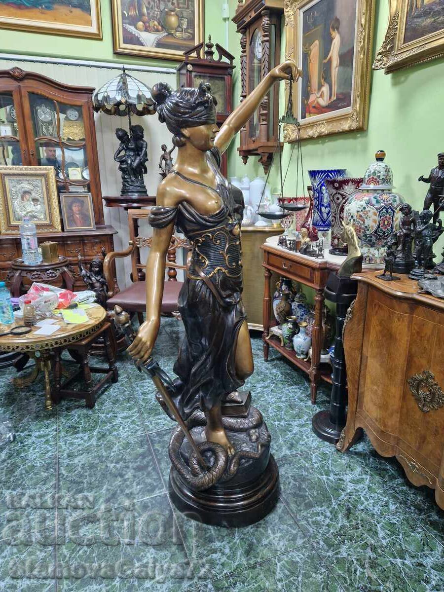 Minunata statueta uriasa din bronz Themis - 5