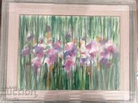 Angel Pachamanov-Flowers, watercolor, signed, framed