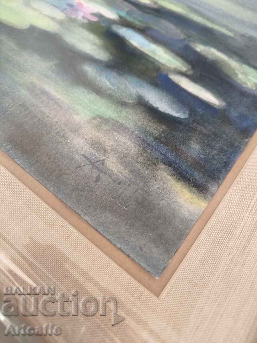 Angel Pachamanov-Water lilies, watercolor, signed, frames - 5 Angel Pachamanov-Water lilies, watercolor, signed, frames - 5