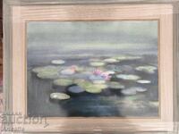 Angel Pachamanov-Water lilies, watercolor, signed, frames