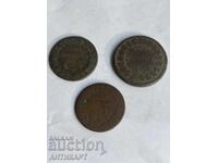 Franța 3 bucăți monede de bronz rare un decime și cinci centime 1799