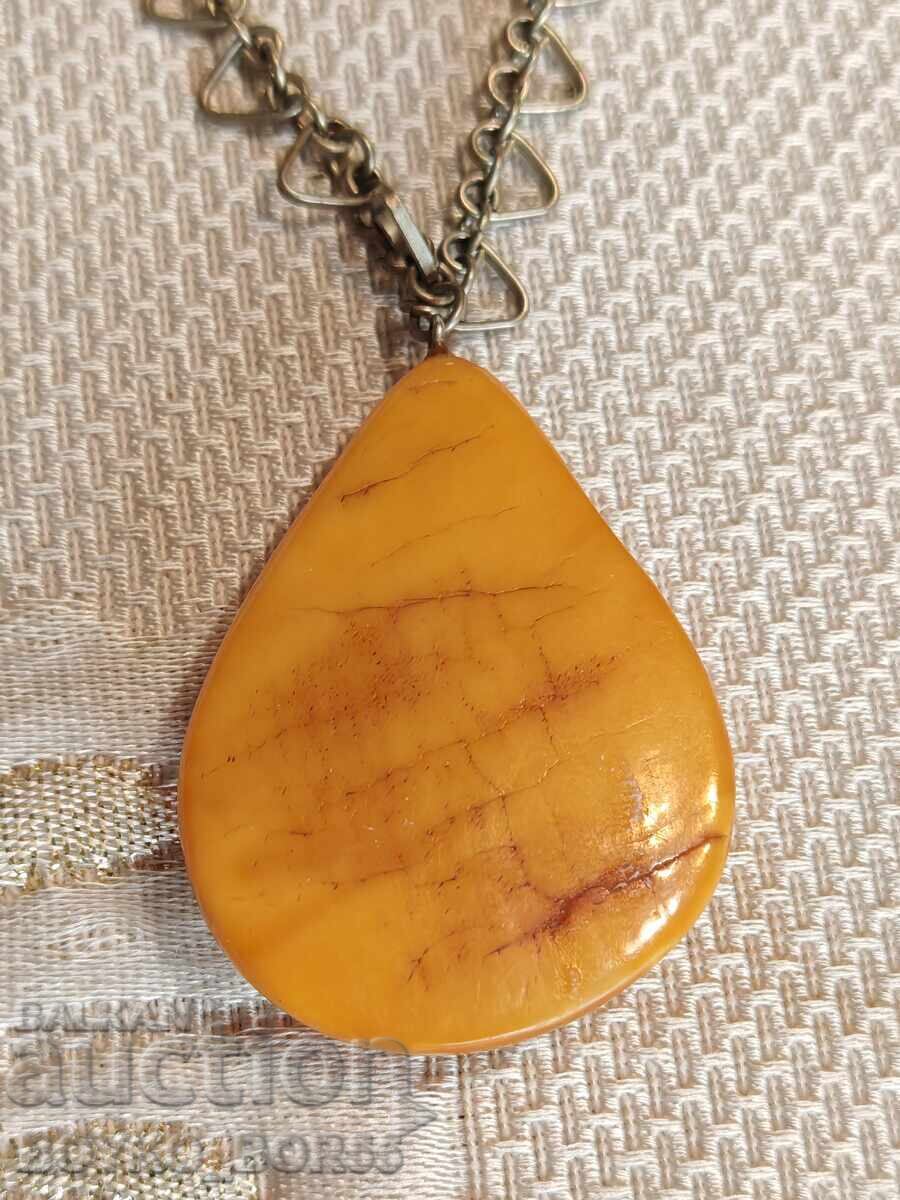 Auction Original Russian Socialist USSR Necklace Pendant Baltic Amber Auction Original Russian Socialist USSR Necklace Pendant Baltic Amber