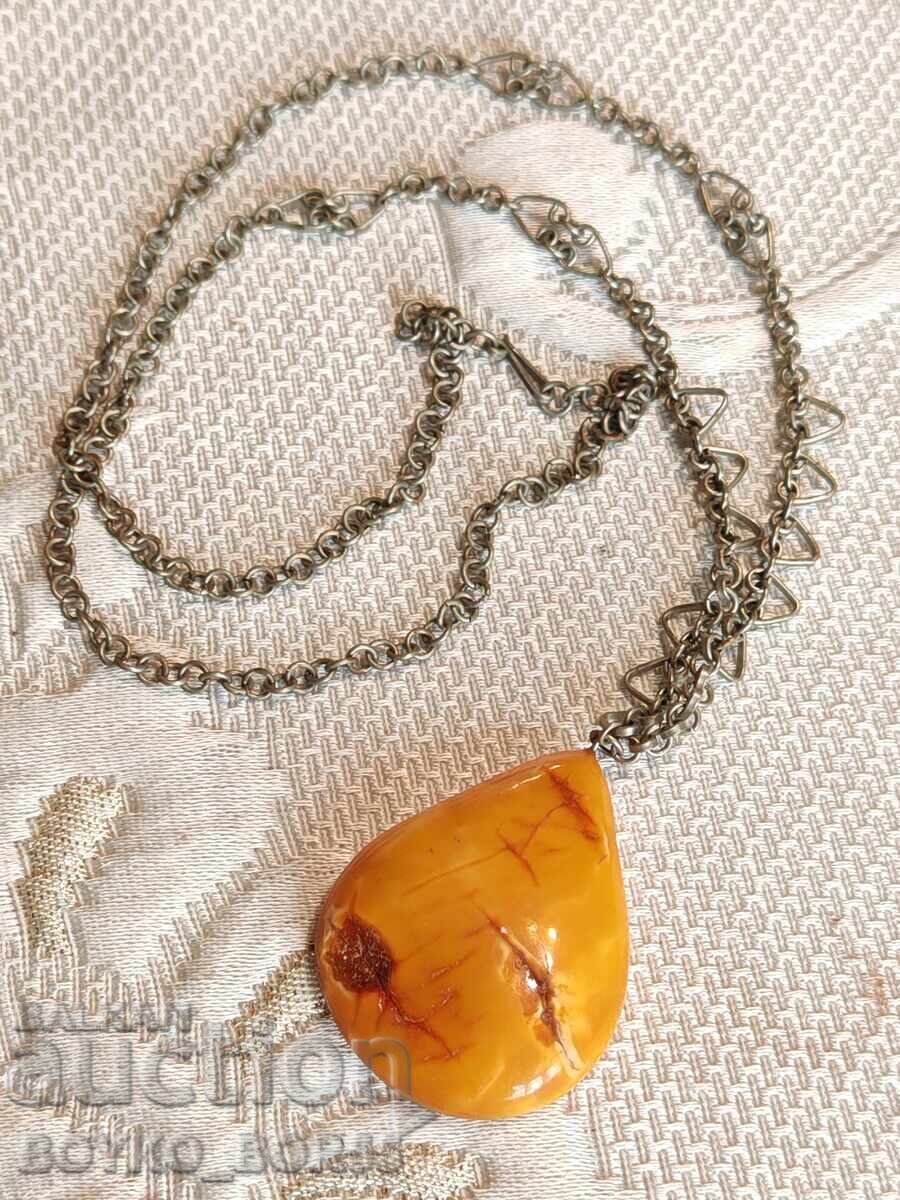 Original Russian Socialist USSR Necklace Pendant Baltic Amber Original Russian Socialist USSR Necklace Pendant Baltic Amber