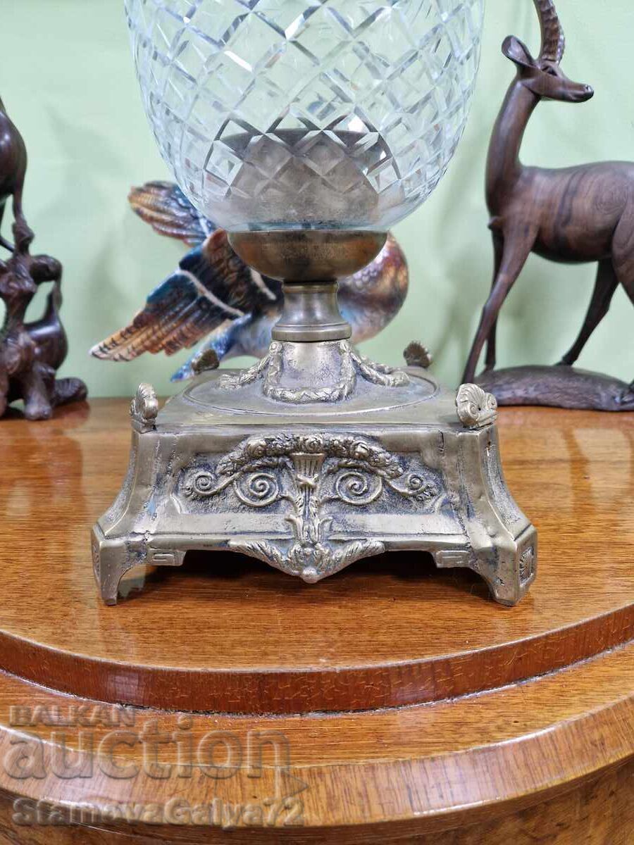 Unique large crystal bowl vase bronze base - 5 Unique large crystal bowl vase bronze base - 5