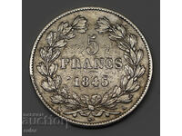 5 φράγκα 1845 Louis Philippe - 24,70 γρ. Παρίσι