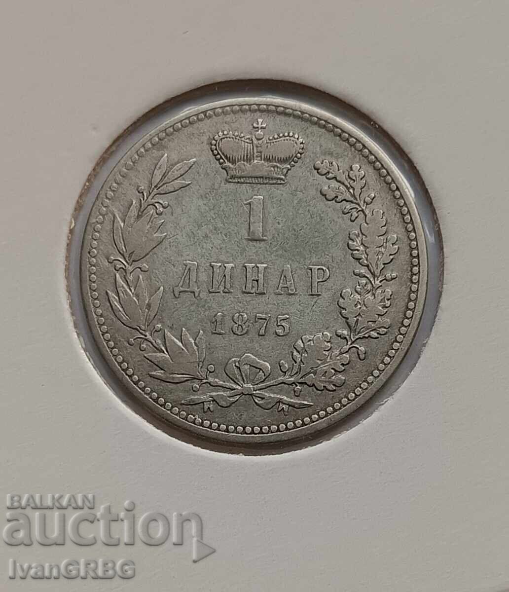 1 динар 1875 Сърбия Сръбска монета 1 динар Сърбия 1 динар 1875 Сърбия Сръбска монета 1 динар Сърбия