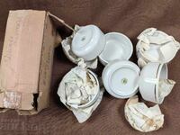 UNUSED PORCELAIN SERVICE 6 BOWLS CUPS CUP PLATE PLATES