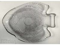 UNUSED SOLID GLASS FISH PLATTER TRAY PLATE