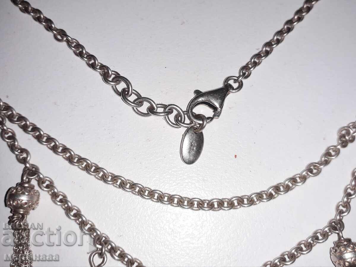 Auction  OLD "ESPRIT" NECKLACE WITH CRYSTALS. SILVER 925. 20.67 G