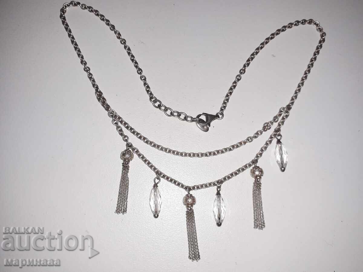 Delivery of OLD "ESPRIT" NECKLACE WITH CRYSTALS. SILVER 925. 20.67 G