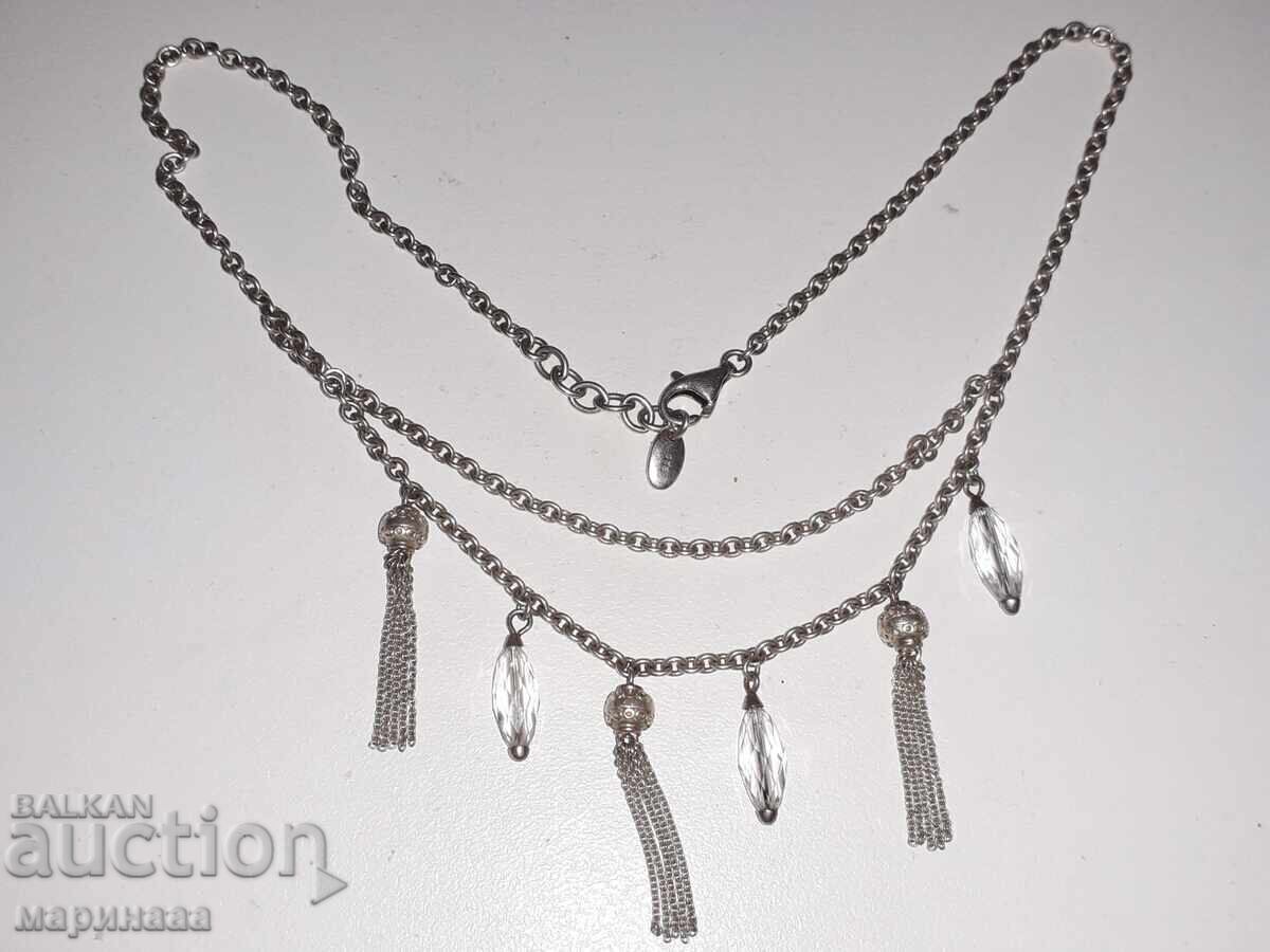 OLD "ESPRIT" NECKLACE WITH CRYSTALS. SILVER 925. 20.67 G