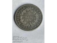 silver coin 5 francs France 1874 silver excellent