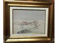 1414 Lyuben Doganov Winter Landscape oil on cardboard signed 1934