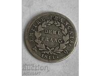 VERY RARE silver coin 1/2 franc France 1811 Q silver