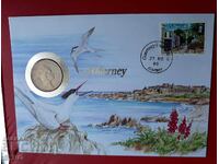 Insula Alderney-10 p.1988 Guernsey și timbru poștal într-un plic frumos