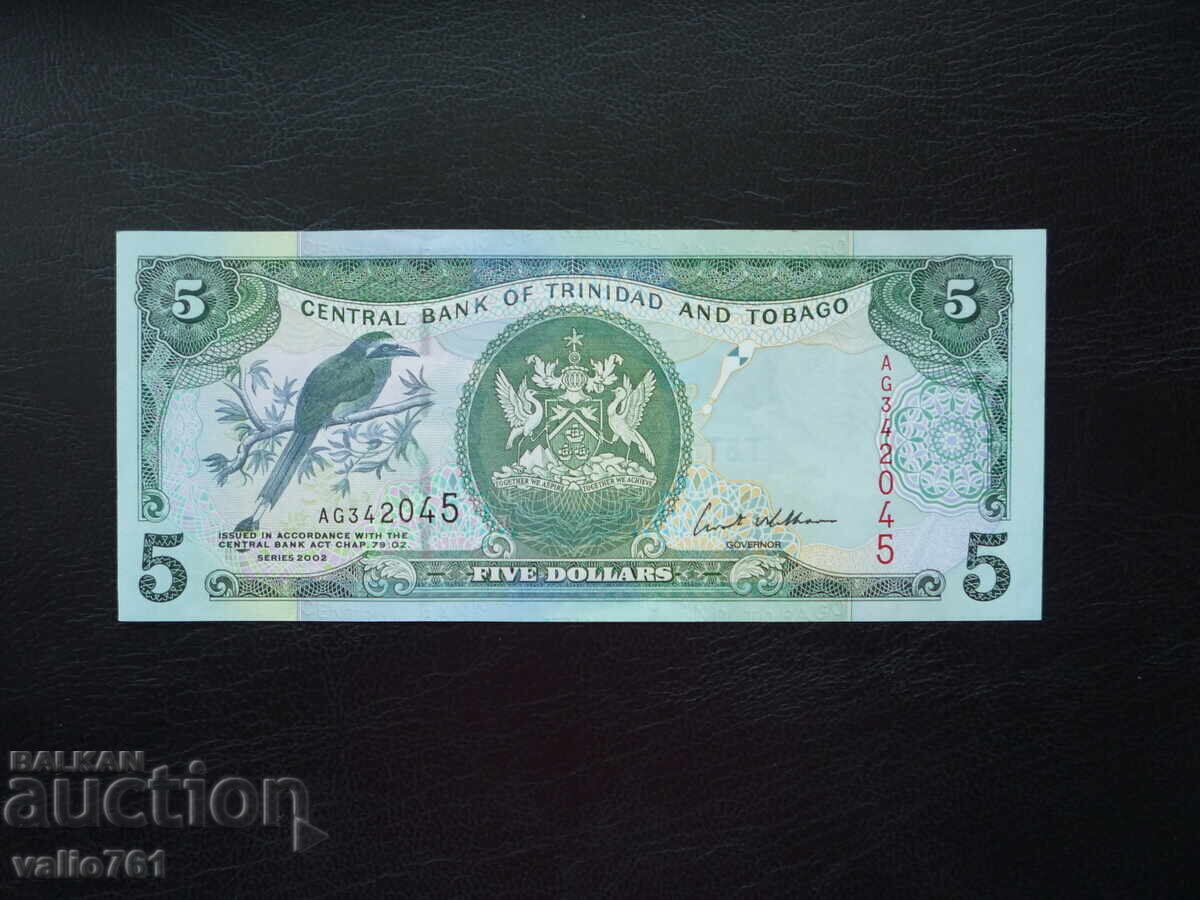 TRINIDAD AND TOBAGO 5 DOLLARS 2002 NEW UNC TRINIDAD AND TOBAGO 5 DOLLARS 2002 NEW UNC