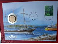 Åland Islands-20 pence 1988 and postage stamp in a beautiful envelope