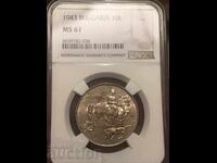 Kingdom of Bulgaria 10 leva 1943 Boris III NGC MS 61