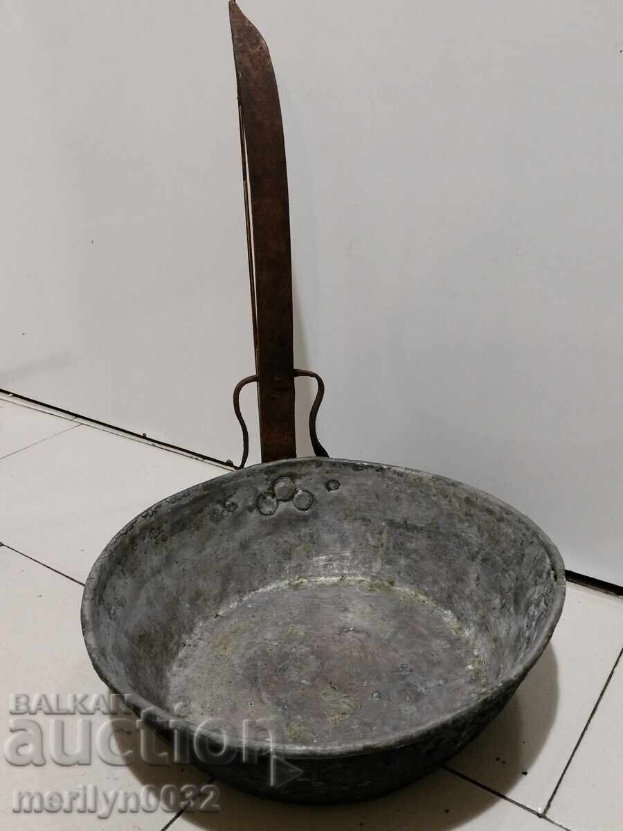 Auction  Old copper pan, copper, tray, copper vessel