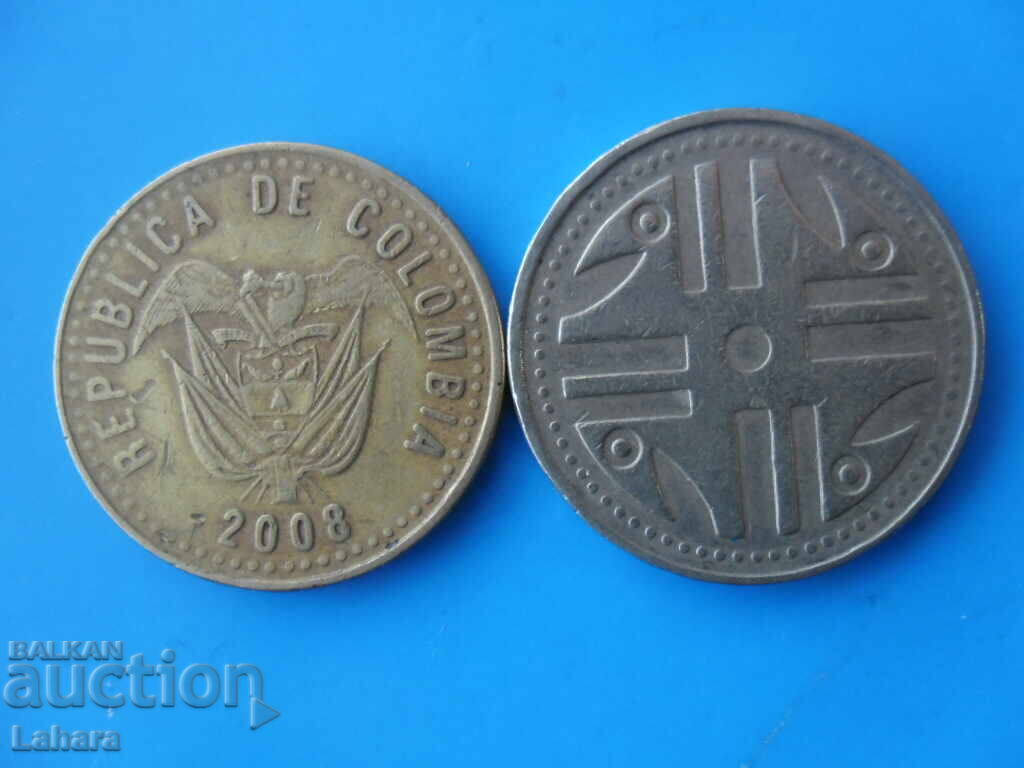 100 and 200 pesos 2008 Colombia with price 2.50 BGN | € 1.28