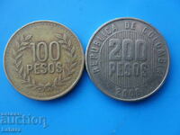 100 and 200 pesos 2008 Colombia