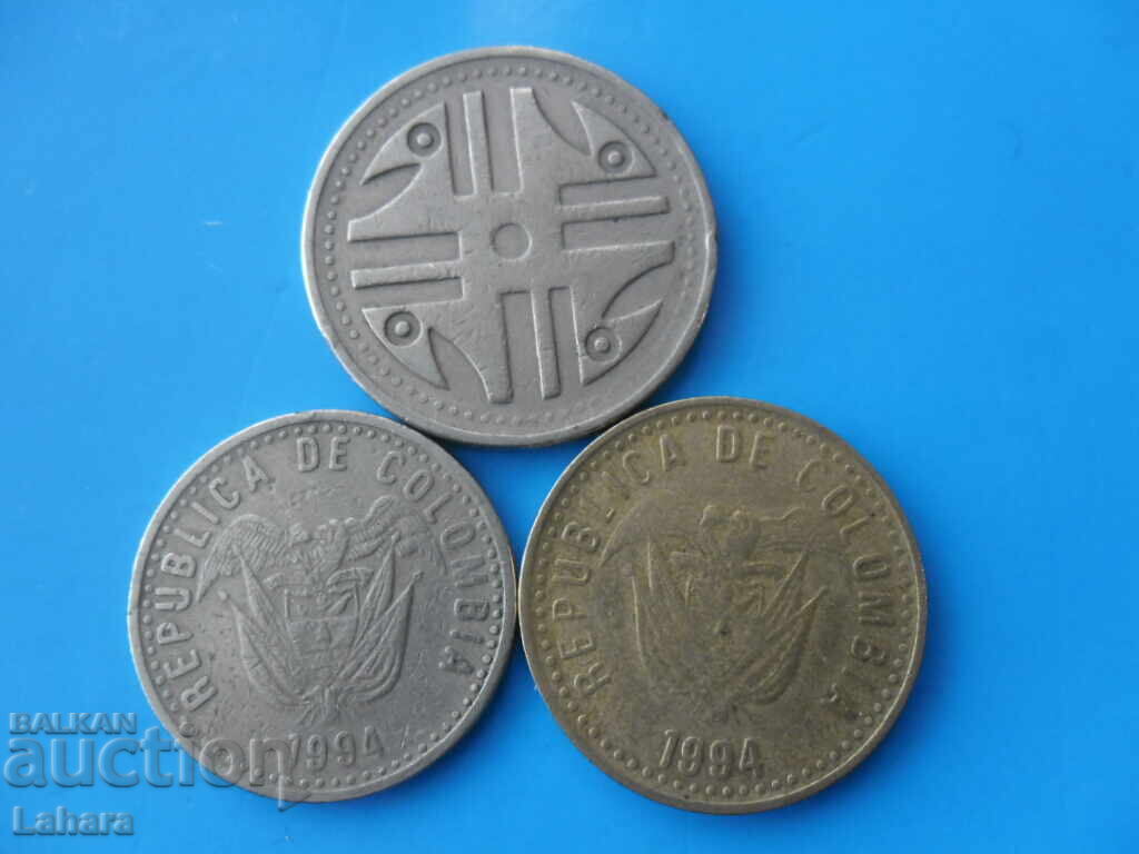 50, 100 and 200 pesos 1994 Colombia with price 2.70 BGN | € 1.38
