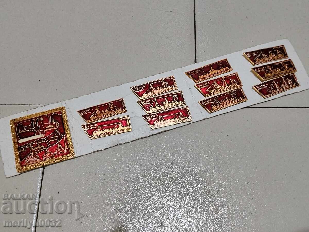 Set of badges USSR Navy 13 pieces badge sign Set of badges USSR Navy 13 pieces badge sign