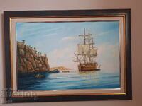 Author's painting, ship, sea